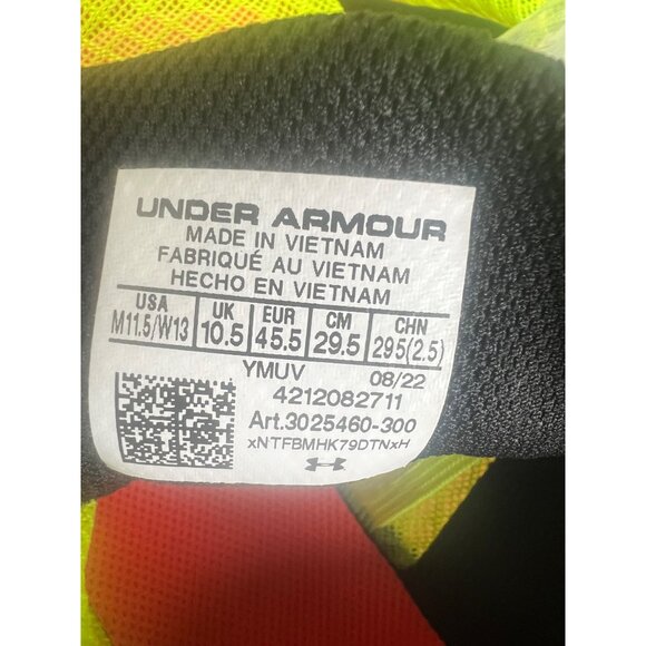 Under Armour Unixes Sprint Spikes Shoes Neon Yellow/Red Size Mens 11.5/Womens 13 - Picture 6 of 13